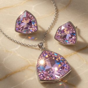 Shaded Pink Trillion Cut Stunner Pendant Set