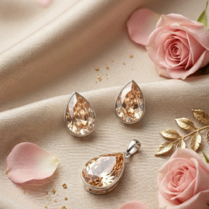 Stella Champagne Morganite Glow Zirconia Pendant Set-Platinum Finish