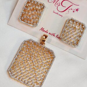 Golden Prism Diamond Look Pendant Set - Golden Finish