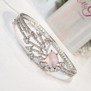 Graceful Marquise Blush Pink Bracelet- Platinum Finish