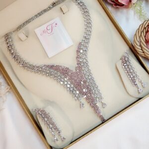 Aurora Pink Cz Bridal Necklace Set for Women – Luxury Wedding Jewelry