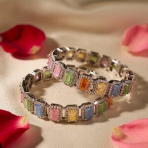 Multi Doublet zirconia bangles (set of 2)