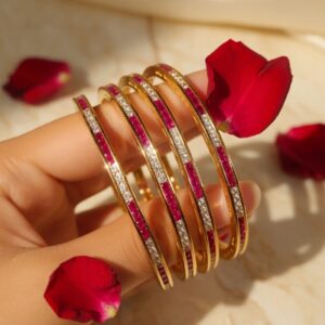 Ruby Red Love Bangles (set of 4)