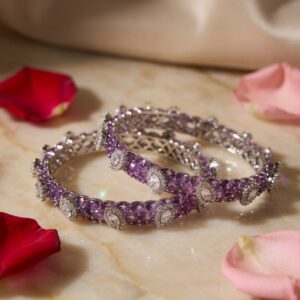 Lavender Rose Quartz Zirconia bangles (set of 2)