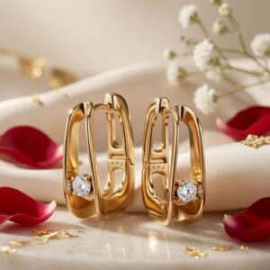 Meridian Open -Arch Geometric Hoops-Gold Finish