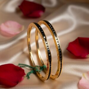 Midnight Elegance Sapphire Blue Stack Bangles-Gold Finish (2.2)