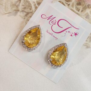 Topaz Yellow Pear Cut Studs