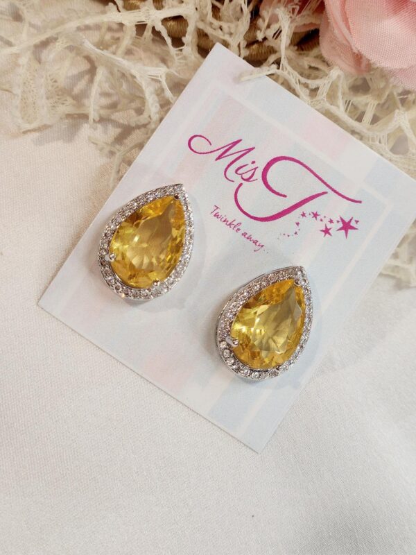 Topaz Yellow Pear Cut Studs