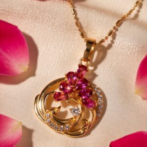 Fine Shine Peacock Ruby Pendant Necklace chain