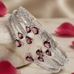 Chocolate Wine Stack Platinum Finish Front Openable Bracelet