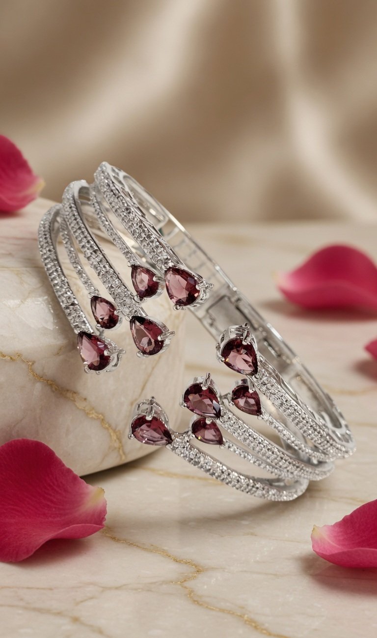 Chocolate Wine Stack Platinum Finish Front Openable Bracelet