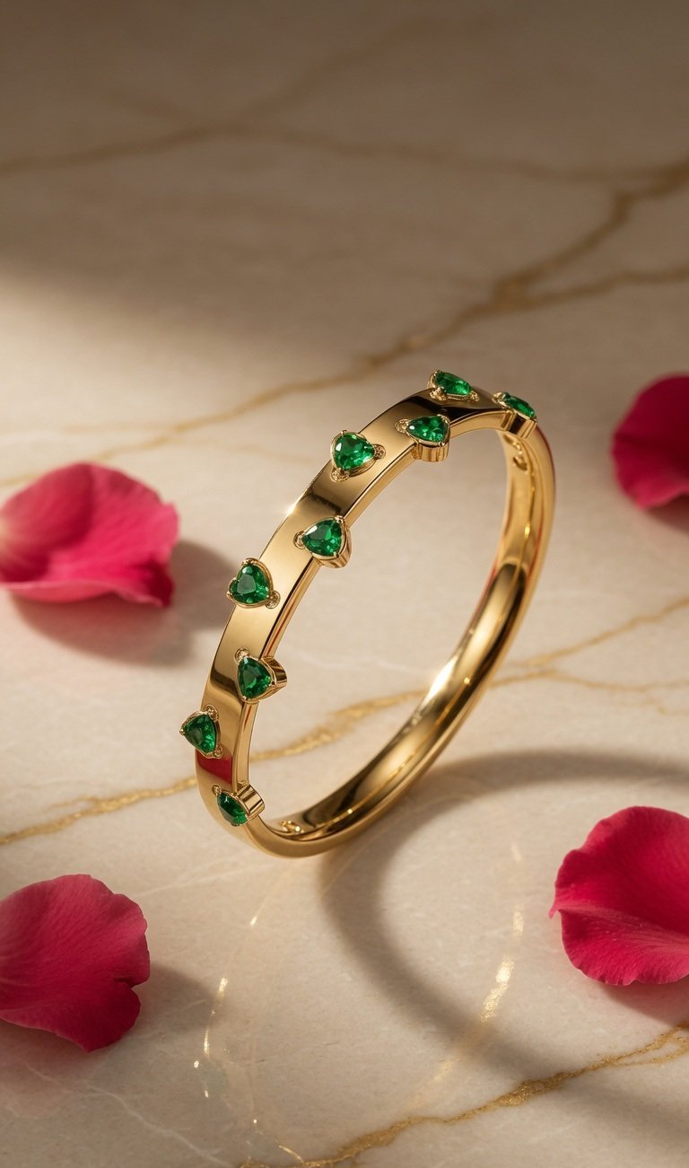 Emerald Heart Royale Luxe Bracelet-Gold Finish