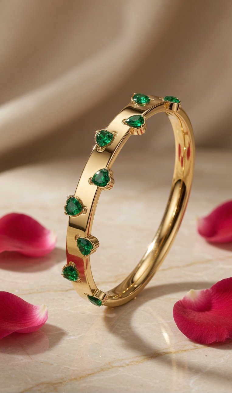 Emerald Heart Royale Luxe Bracelet-Gold Finish - Image 2