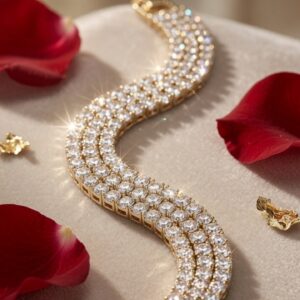 The Imperial Sparkle Three-Row Pavè Tennis Bracelet-Gold Finish