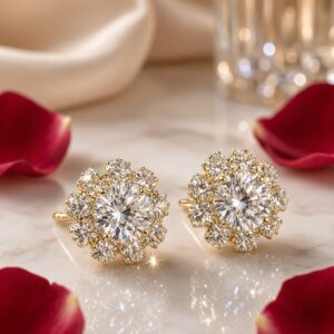 Clara Classic Round Cz Solitaire Earrings-Gold Finish