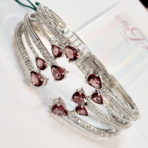 Chocolate Wine Stack Platinum Finish Front Openable Bracelet