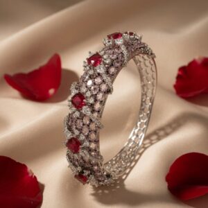 Regal Bloom Cut Blush Pink Ruby Bracelet