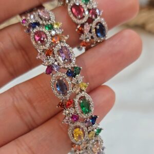 Graceful Marquise Amethyst Purple Bracelet- Platinum Finish