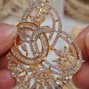 Elegant Teardrop CZ Circular Statement Pendant set