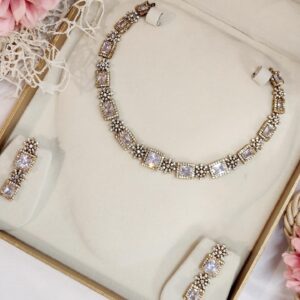 Antique Finish Solitaire Neckline Set