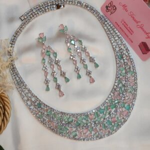 Luxury Wedding Mint Pink Hasli Necklace