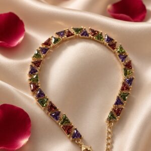 The Prism Trillion Multi-Gemstone Geometric Bracelet-Gold Finish