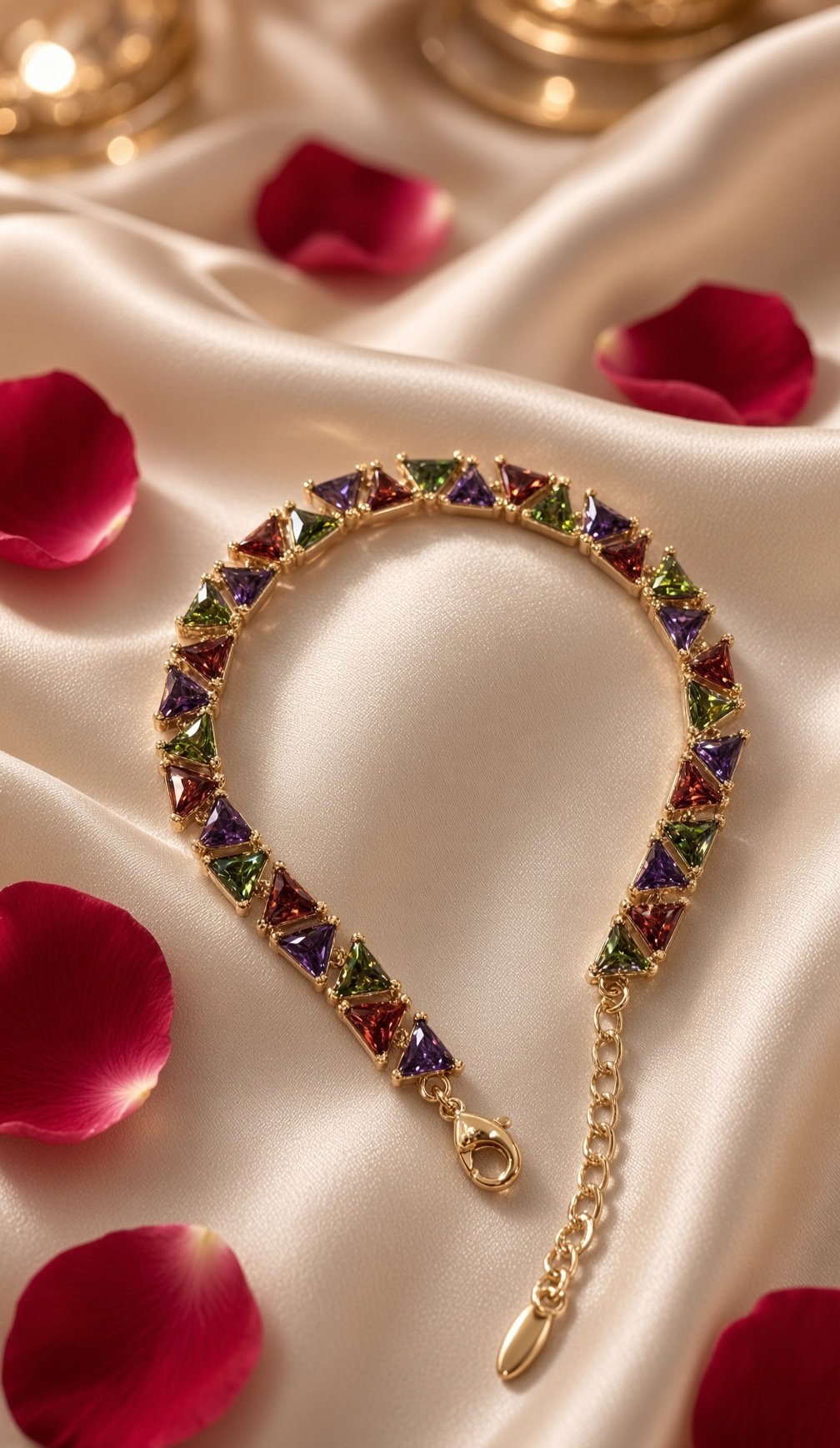 The Prism Trillion Multi-Gemstone Geometric Bracelet-Gold Finish