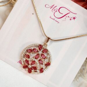 Shimmered Ruby Gold Plated Pendant Chain