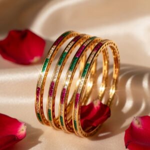 Vines to Bloom Ruby Emerald Bangles (set of 2)
