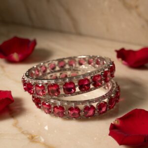 Royal Ruby Solitaire Bangles  (size 2.6) (set of 2)