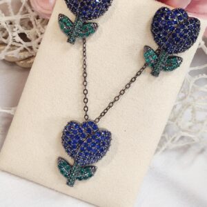 Sapphire Blue Tulips Pendant Set