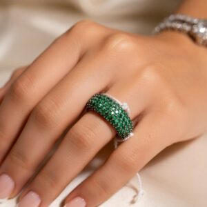Trendy Fashion Emerald Nano Band  Ring for Girls( 8,9)