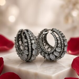 The Midnight Opalescence Cz Twilight Hoops-Black Rhodium Finish