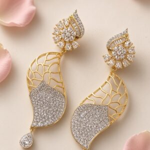 Jewel wrap white n golden earrings