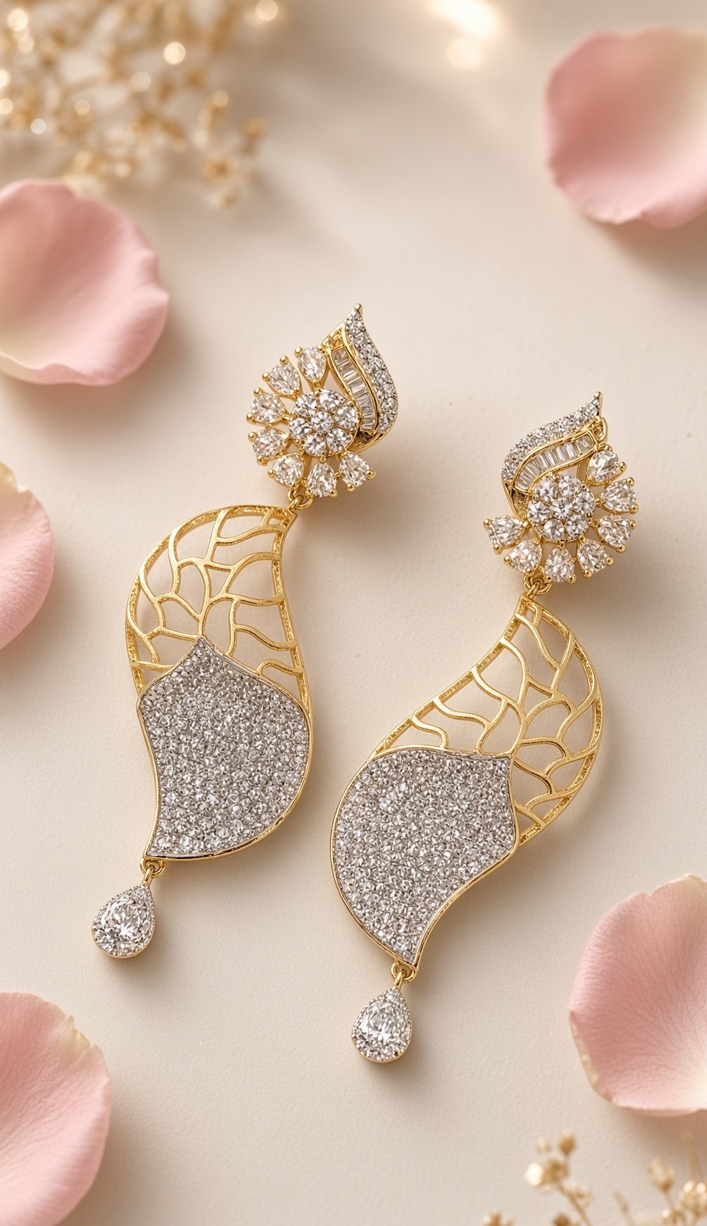 Jewel wrap white n golden earrings
