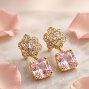 Vintage blush pink Crystal Earrings