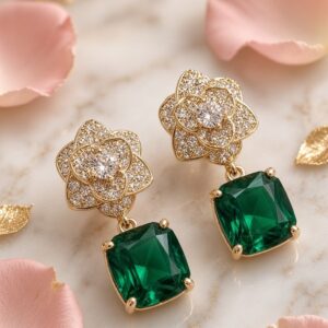 Vintage Emerald Green Crystal Earrings