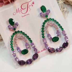 Glimmer Luxury Lavender Green Jhumka Earrings