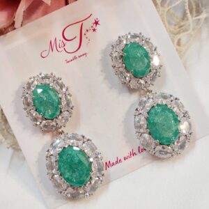 Fusion Green Doublet Cz Dangler Earrings