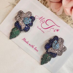 Firoza Sapphire Emerald Flower Studs