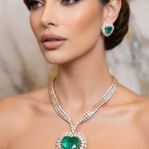 Roselle Green Doublet Heart choker Necklace Set