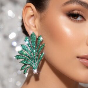 Emerald Green Nano Setting Wings Earrings