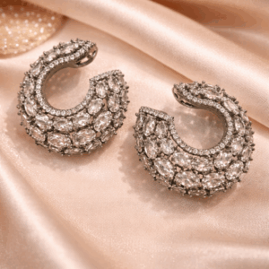 Sparkling CZ Half Hoop Earrings