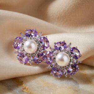 Lilac Pearl Flower Studs