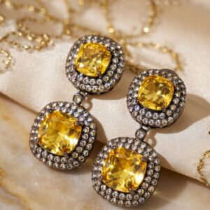 Topaz two floor Solitaire with nano jacket earrings