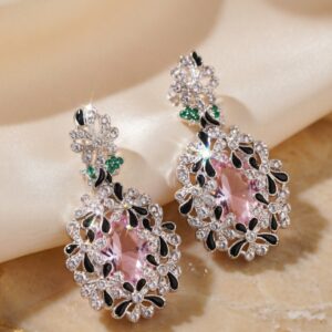 Blush Pink-Black Vine Earrings