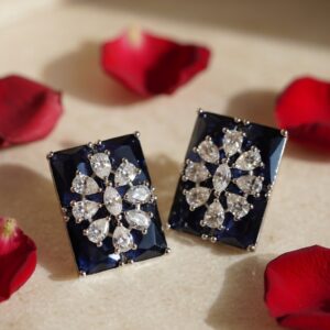 Charlotte Amethyst Stud Earrings- Platinum Finish