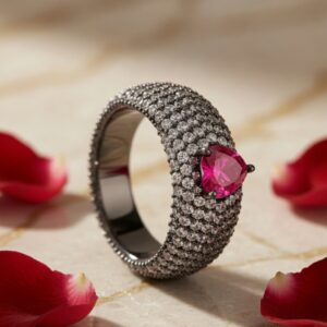 Ruby Noir Statement Ring-Black Rhodium Finish