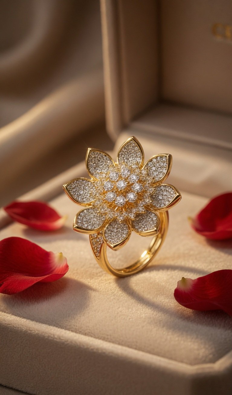 Aurora Petal Statement Ring- Gold Finish