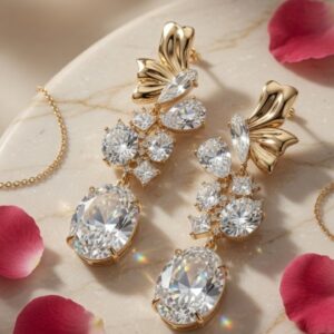 Victoria Mixed-cut Chandelier Earrings-Gold Finish